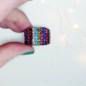 262. Rainbow Bling Multicolor Crystal Ring Stretch